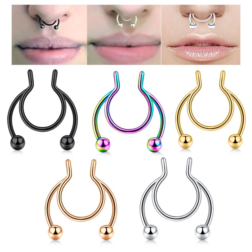 UPSTOP 1 Pc Women Fashion Gifts Colorful Fake Septum Nose Ring