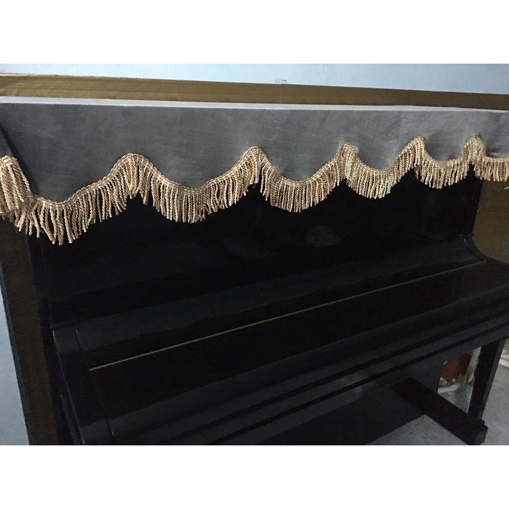 ⚡KHĂN PHỦ ĐÀN PIANO CƠ NHUNG MÀU XÁM TRẮNG