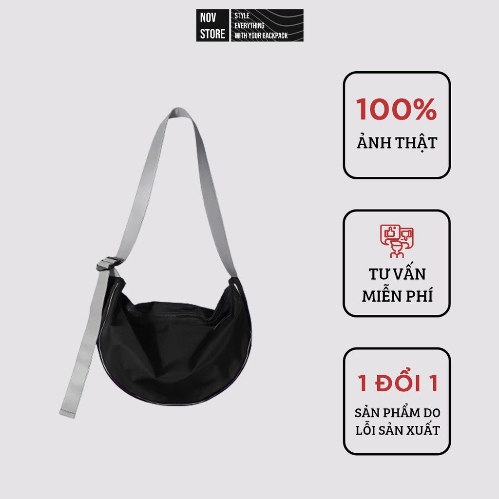 Túi Vải Đeo Chéo Phản Quang, Chống Thấm Nước, Quai Bản To Phù Hợp Với Cả Nam Và Nữ - Polyester Hobo Bag