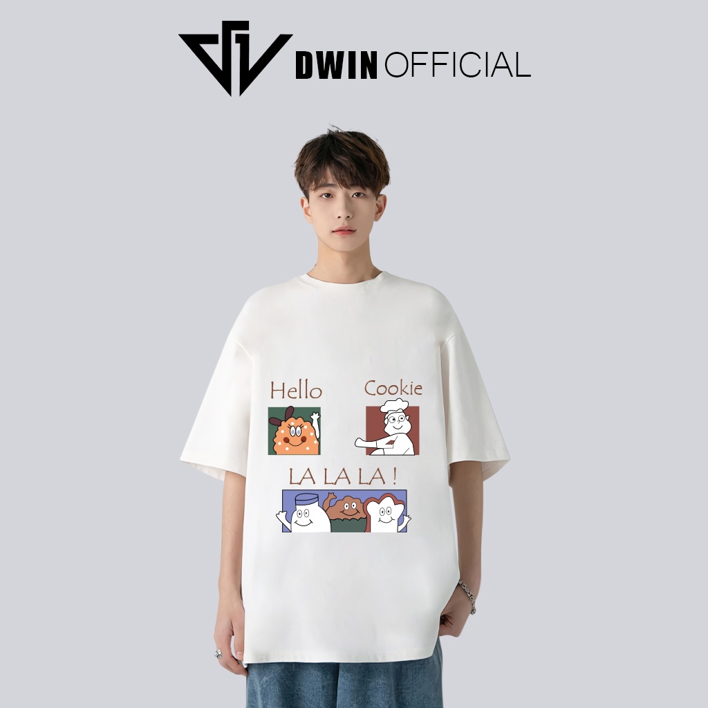 Áo thun unisex hello cookie thời trang DWin basic tee phông trơn nam nữ tay lỡ oversize form rộng