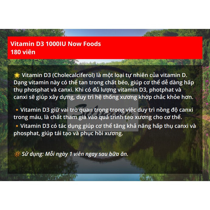 Vitamin D3 1000IU Now Foods - 180 Softgels