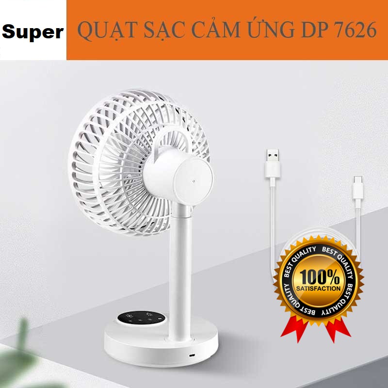 [Mã 252ELSALE hoàn 7% đơn 300K] QUẠT SẠC ĐIỆN CẢM ỨNG CÓ ĐÈN LED DP 7626