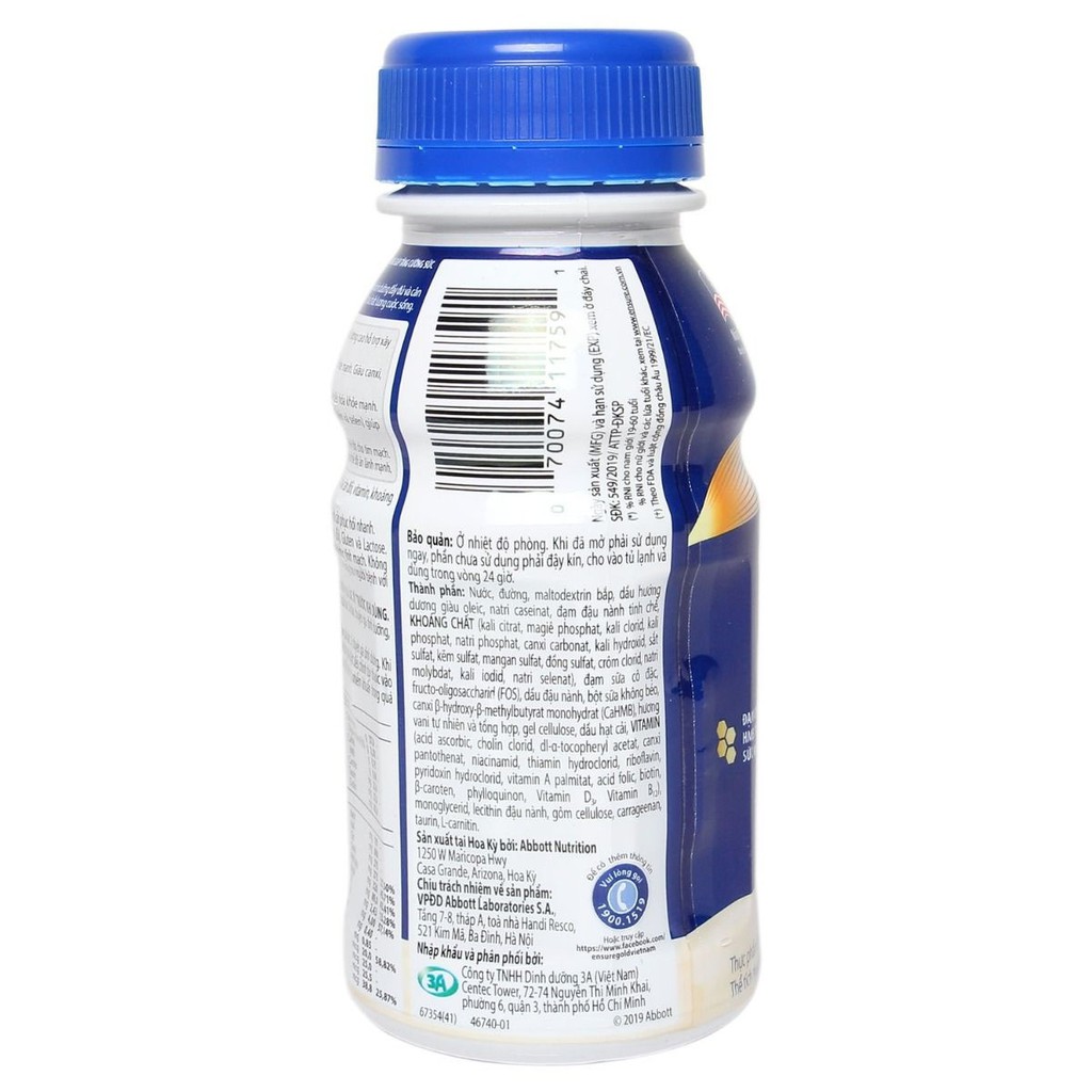 Sữa nước Ensure hương vani 6 chai x 237ml