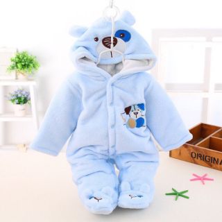 Coombo 1ri = 4 bộ body lông gấu kín chân cho bé