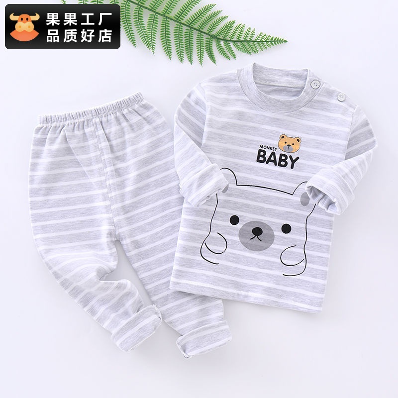 Bộ thu đông dài tay cotton nỉ Micky Mon kẻ hình mặt gấu siêu yêu