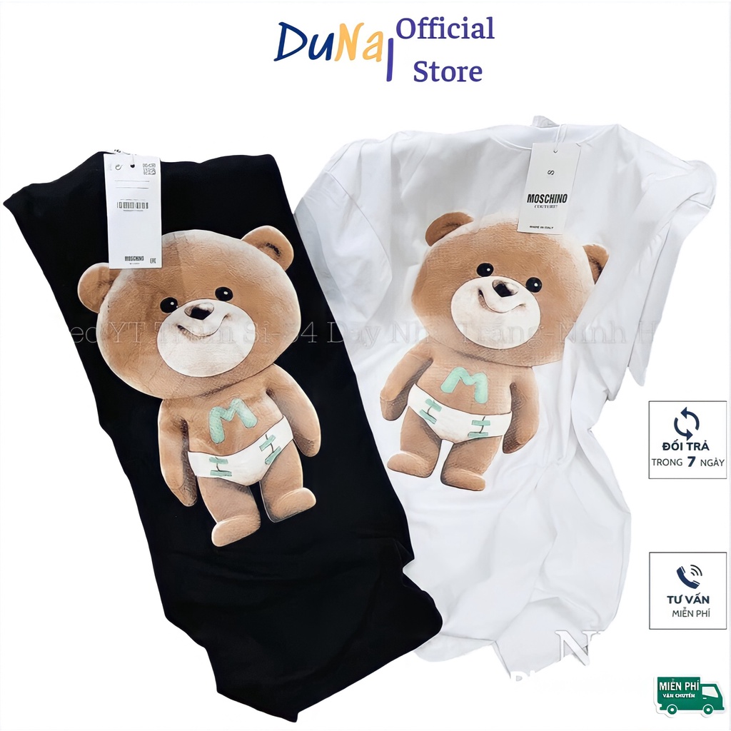 Áo đôi Nam Nữ freesize in hình gấu cute màu đen trắng