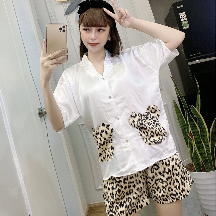 Pijama cánh dơi lụa ngắn tay , đồ bộ mặc nhà nữ cộc đùi chất vải đẹp thiết kế mango sang trọng