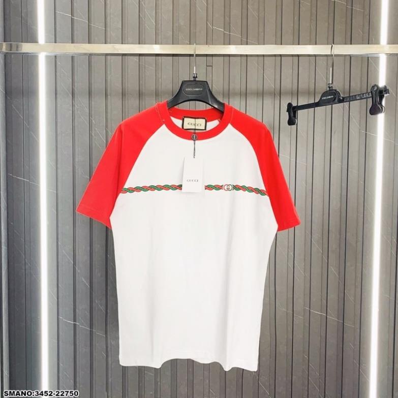 Áo Thun Unisex Trắng Vạch Ngang Logo GC Cực Chất - Áo Phông Unisex GC Đơn Giản Siêu Đẹp