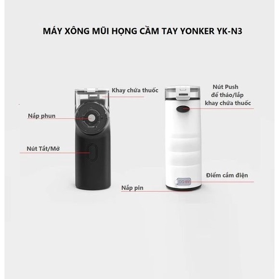 Máy Xông Mũi Họng Cầm Tay Yonker gọn nhẹ chính hãng bảo hành 12 tháng