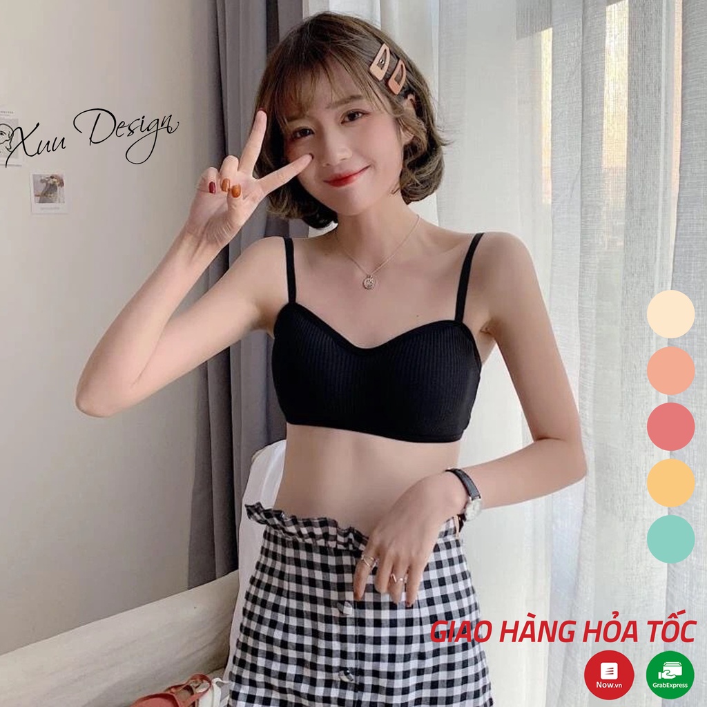 Áo bra nữ hai dây XUU, chất liệu cotton co dãn, có miếng đệm ngực - BR10 | BigBuy360 - bigbuy360.vn