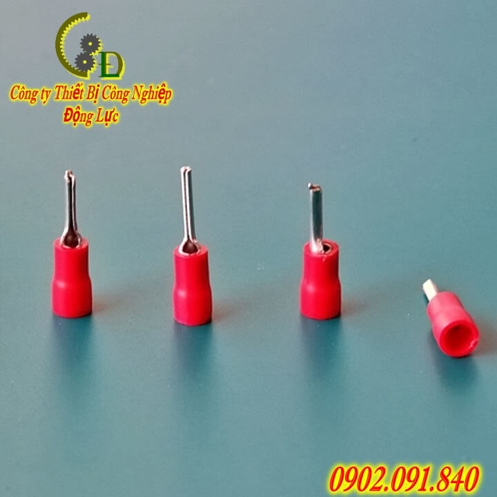 Đầu cos pin tròn đặc bọc nhựa PTV 2-10, cốt kim bấm nối dây điện 1.5mm, 2.5mm bằng đồng