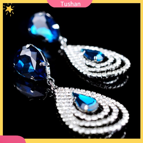 Bông Tai Tua Rua Hình Giọt Nước Đính Đá Thanh Lịch Cho Nữ