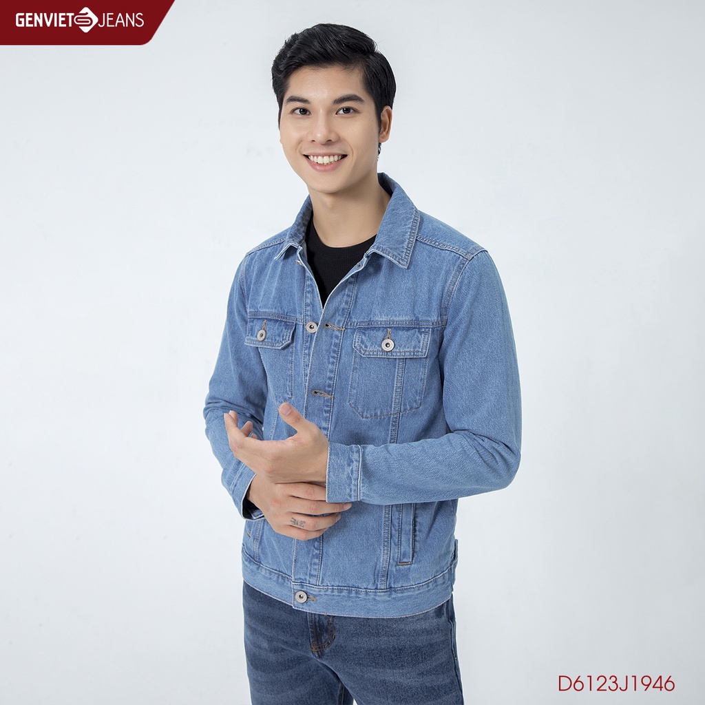 Áo Khoác Jeans Nam Dáng Suông GENVIET D6123J1946