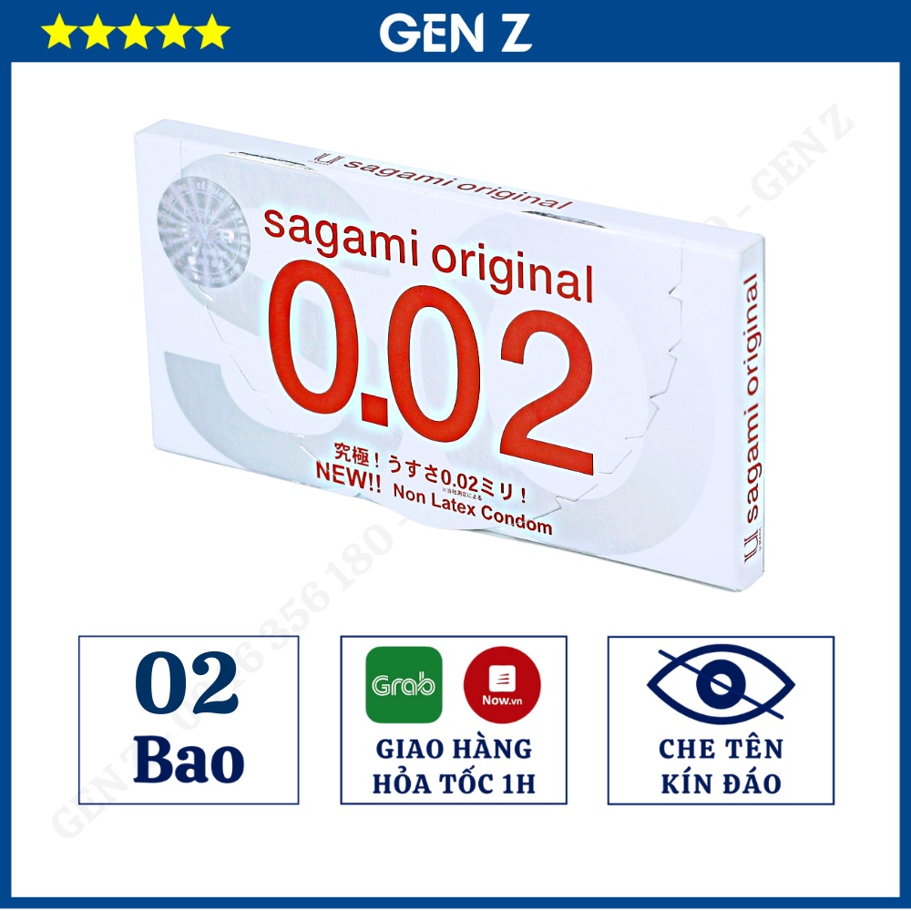 Bao Cao Su Sagami 002 Siêu Mỏng - Kéo Dài Thời Gian – Non Latex - Hộp 2 Chiếc