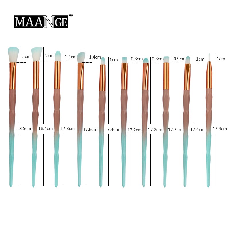 Bộ 20 Cọ Trang Điểm MAANGE Thiết Kế Tay Cầm Họa Tiết Vân Kim Cương Thời Trang 150g