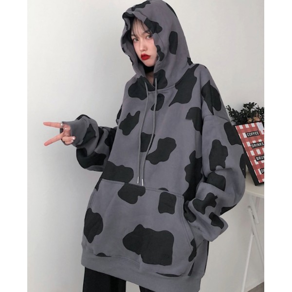 Áo hoodie thu đông nữ bò sữa nỉ lót nhung hai màu trắng xám chất đẹp (sẵn xl nỉ bông) | BigBuy360 - bigbuy360.vn