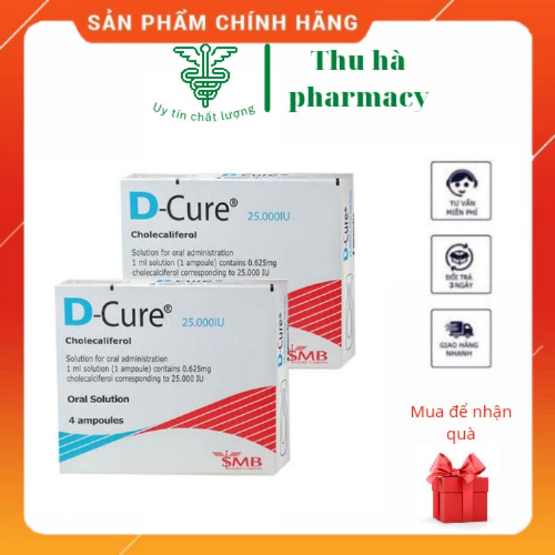 Vitamin D D-cure hỗ trợ bổ sung Vitamin D thiếu hụt hộp 4 ống date 3/23