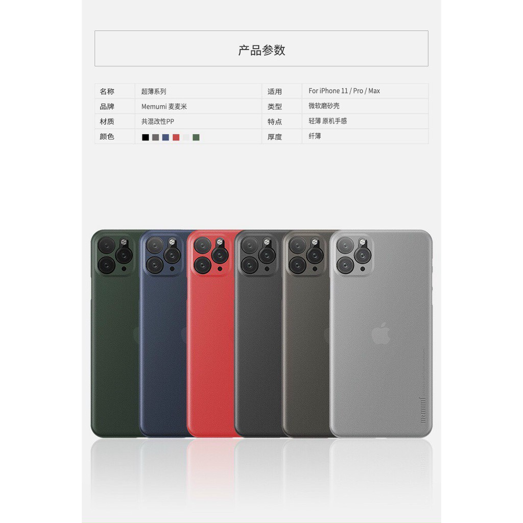 Ốp lưng Memumi cho Iphone 11/ Iphone X / XS Max / 11 Pro / 11 Pro Max siêu mỏng nhẹ đẹp bền, chống vân tay | BigBuy360 - bigbuy360.vn