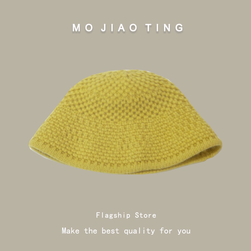 Mo Jiaoting Mũ Len Dệt Kim Rộng Vành Che Mặt Giữ Ấm Mùa Thu Đông Hợp Thời Trang Cho Nữ