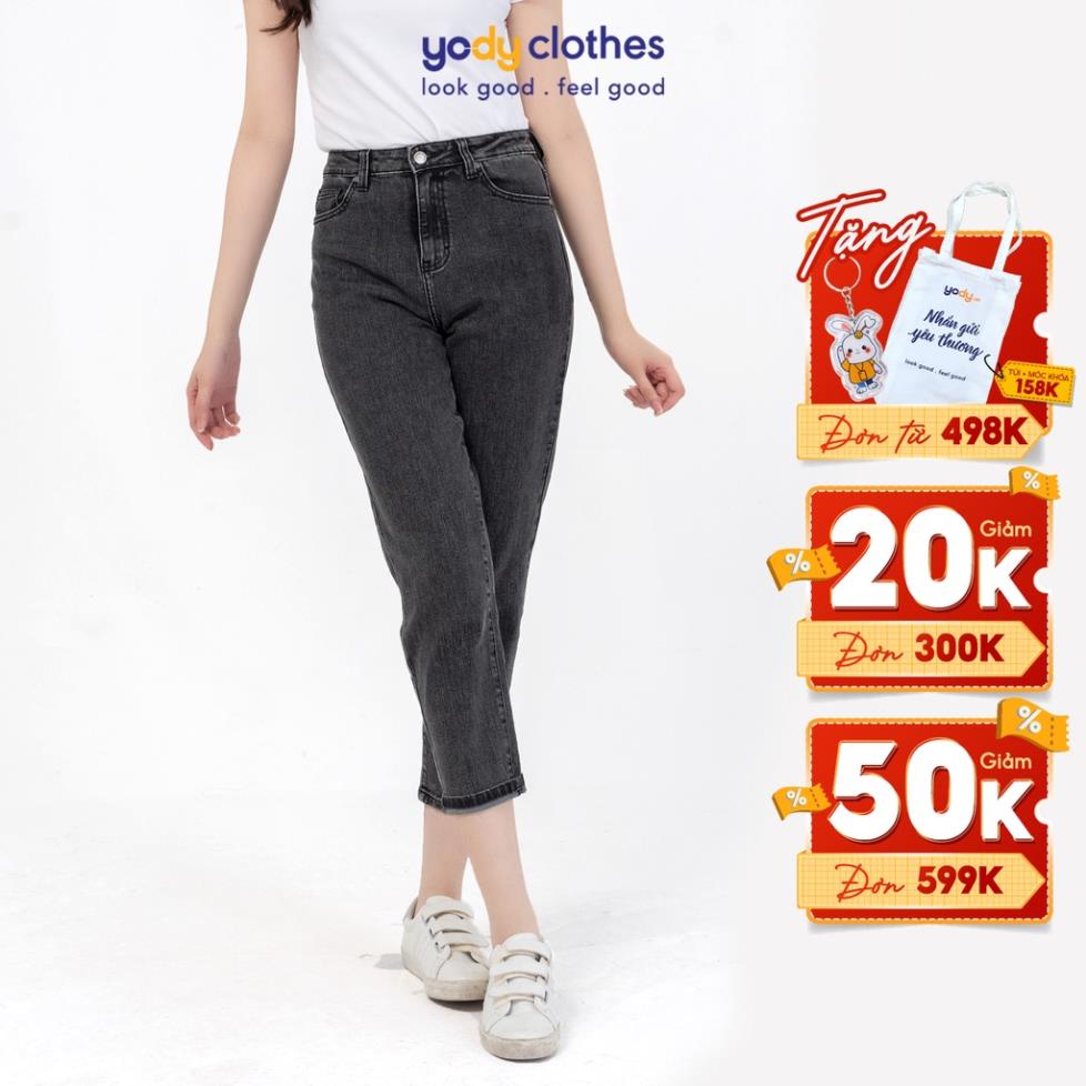 Quần jean baggy nữ YODY lưng cao tôn dáng màu đen khói QJN3126 ! /