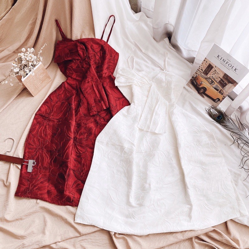 Đầm dự tiệc 🌷Hình thật 100%🌷Đầm đi tiệc 2 dây gấm hoa | BigBuy360 - bigbuy360.vn