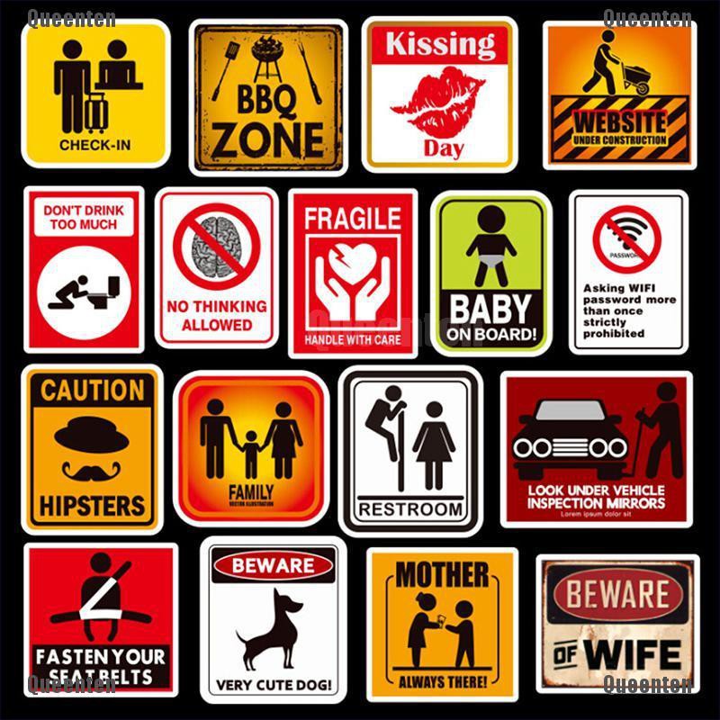 Set 50 miếng dán cảnh báo nhắc nhở đa dụng chống thấm nước