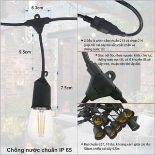 Đui đèn trang trí chống nước 5m 10 đui