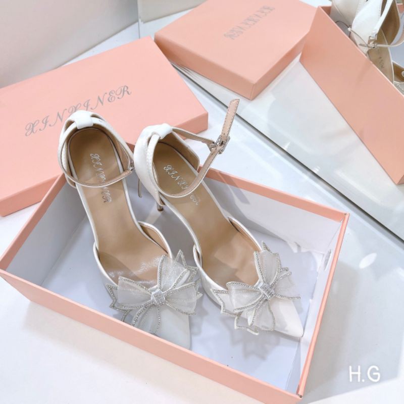 H(VIDEO) Sandal 9p Nơ Phồng Lụa Mềm Êm Bít Gót Fullbox Cao Cấp