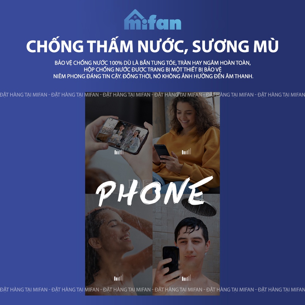 Hộp Đựng Điện Thoại Chống Nước Nhà Tắm MIFAN 2021 - Dán tường siêu chắc, Xoay 2 chiều, Cảm ứng nhạy, Không đọng sương