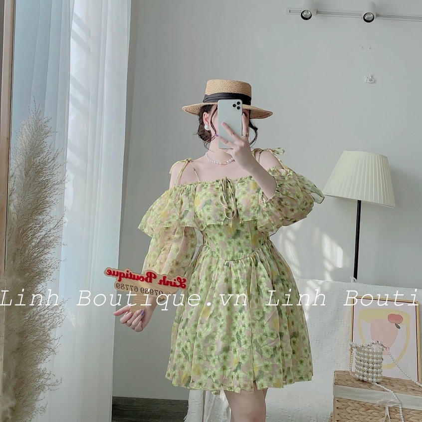 Váy nữ hoa nhí thiết kế tay phồng, Đầm thời trang đi tiệc, đi chơi V110 | BigBuy360 - bigbuy360.vn