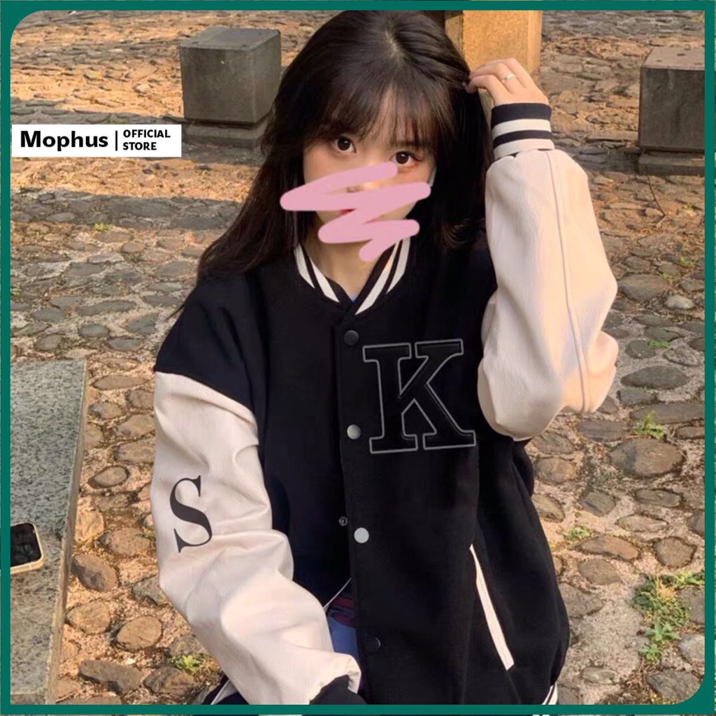 Áo khoác bomber ulzzang unisex Kasheng áo khoác nam nữ nỉ phối tay Mophus MB005