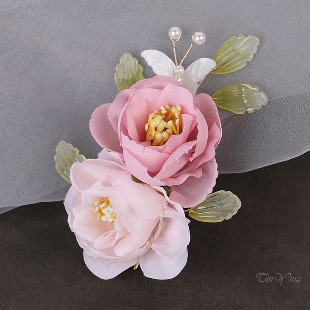 Kẹp tóc lụa GETNOIVAS hình hoa phong cách Trung Quốc thời trang cho bé gái