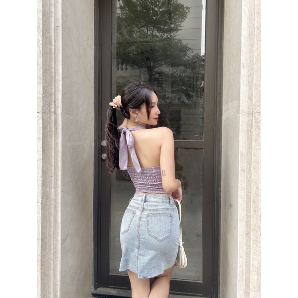 Áo croptop lụa chéo dây quyến rũ Maven Top Reverclothings