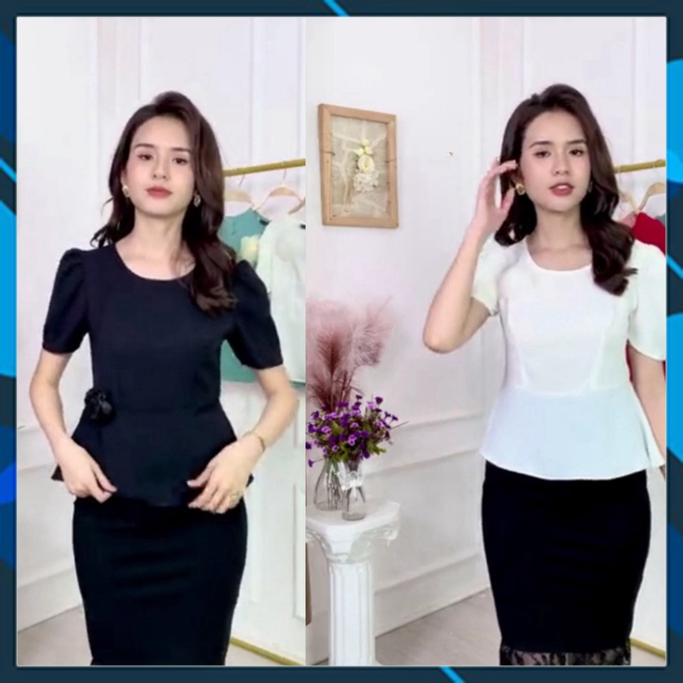 Áo kiều nữ tay bồng giá rẻ cao cấp chất đũi hàn  tặng kèm bông hoa theo áo đủ size từ s đến xxl