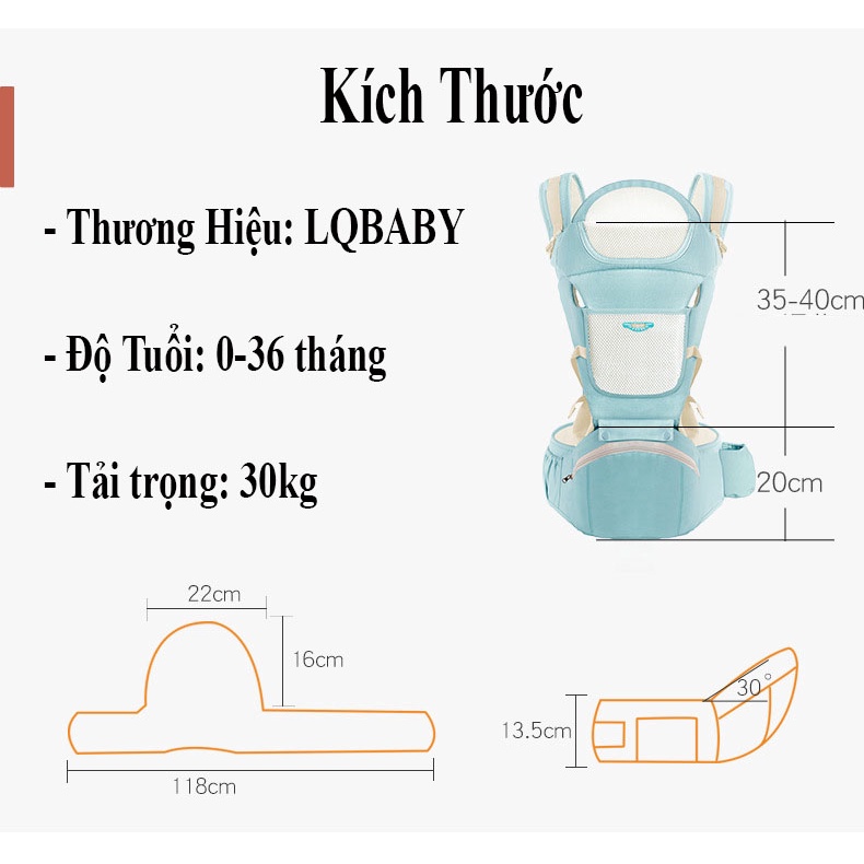 Đai địu em bé sơ sinh thoáng khí 6 tư thế địu trẻ em đa chức năng, chất liệu vải sợi cotton mềm mại, êm ái, thoáng mát