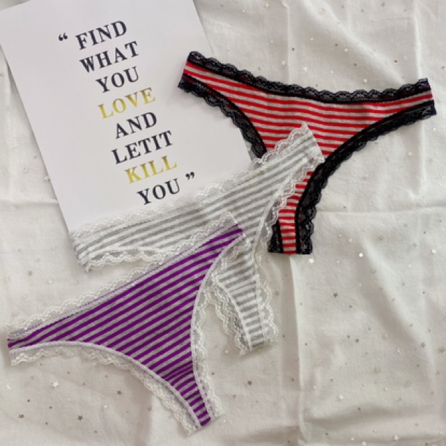 Ck023  - Quần lót lọt khe cotton mềm phối ren - Kellywang