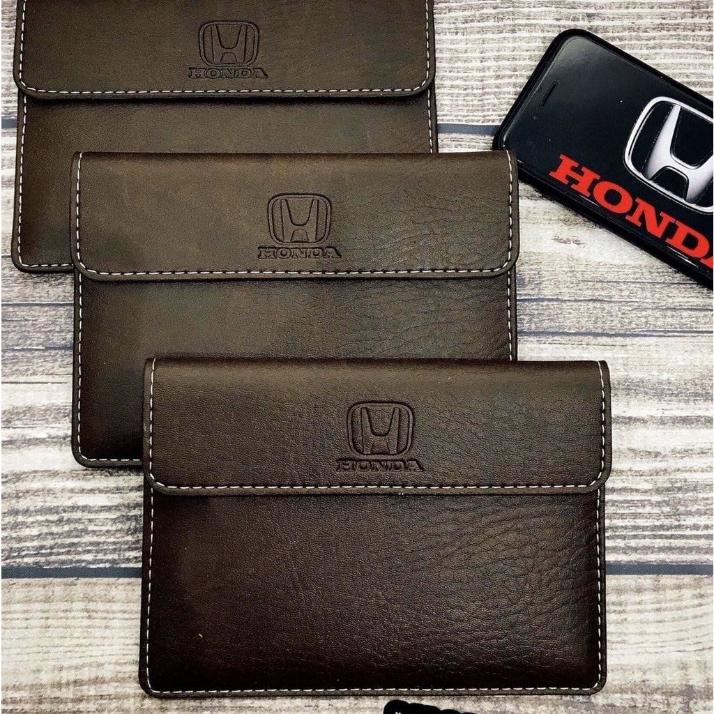 Ví Da Đựng Giấy Tờ Xe Máy, Xe Ô tô Logo Honda Kích Thước 13x18 cm Faststore