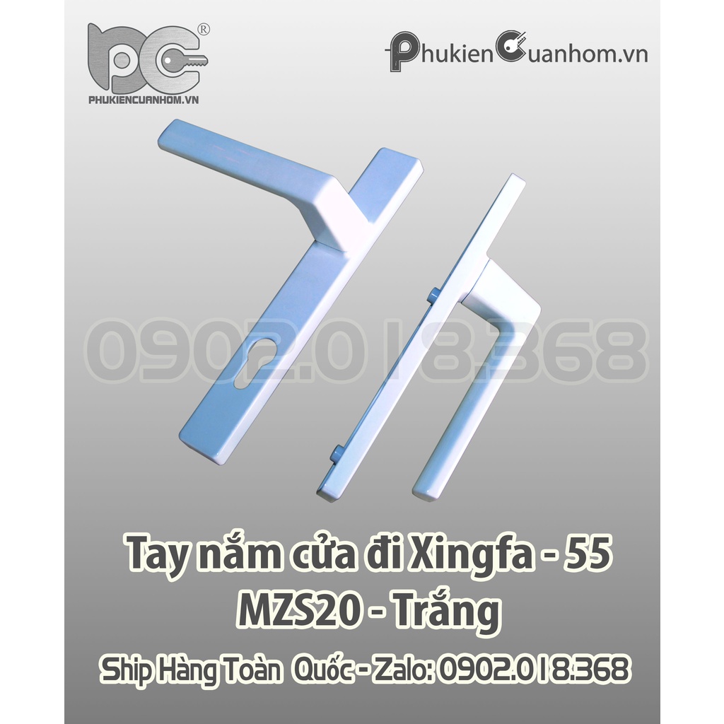 Tay nắm cửa đi mở quay nhôm Xingfa hệ 55 màu trắng
