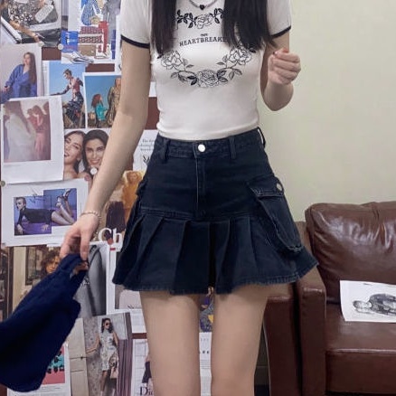 chân váy jean Dáng Chữ A Xếp Ly Trẻ Trung Hợp Thời Trang | BigBuy360 - bigbuy360.vn