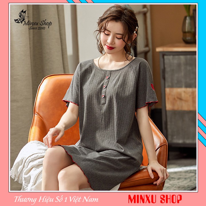 Váy ngủ đầm ngủ mặc nhà cotton dáng suông mùa hè Minxu Shop - phong cách công chúa sexy - hở lưng, quyến rũ (V2075)