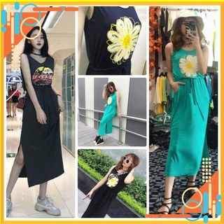Đầm thun nữ dáng dài hình hoa cúc