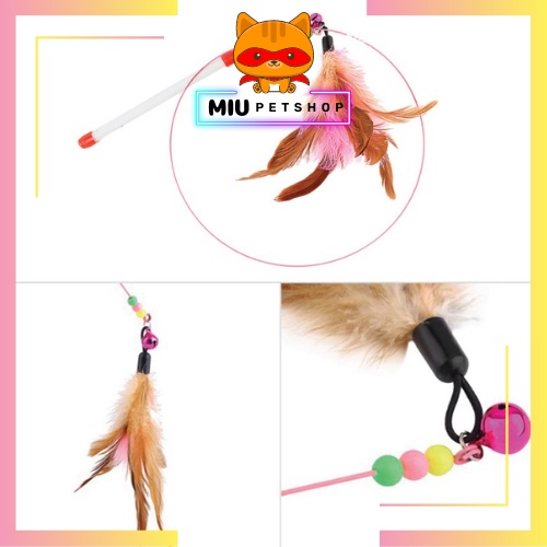Cần câu lông vũ - cần câu đồ chơi giảm stress cho chó mèo