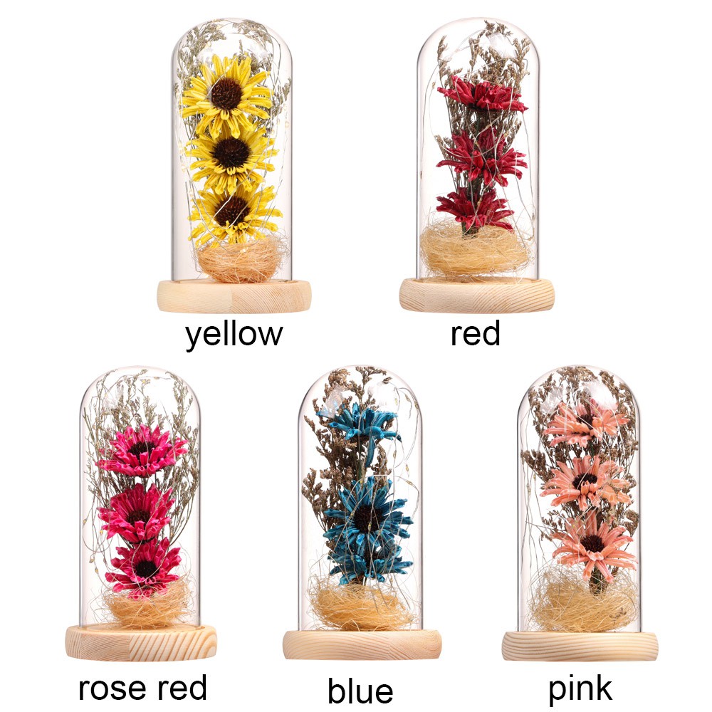 TEAK Romantic Sunflower in Glass Gifts for Women Home Decor Flower With LED Anniversary Birthday Party Favors Fashion Wedding Supplies Handcraft/Multicolor