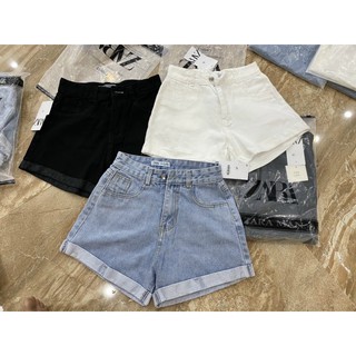 Shorts bò trơn gấp gấu
