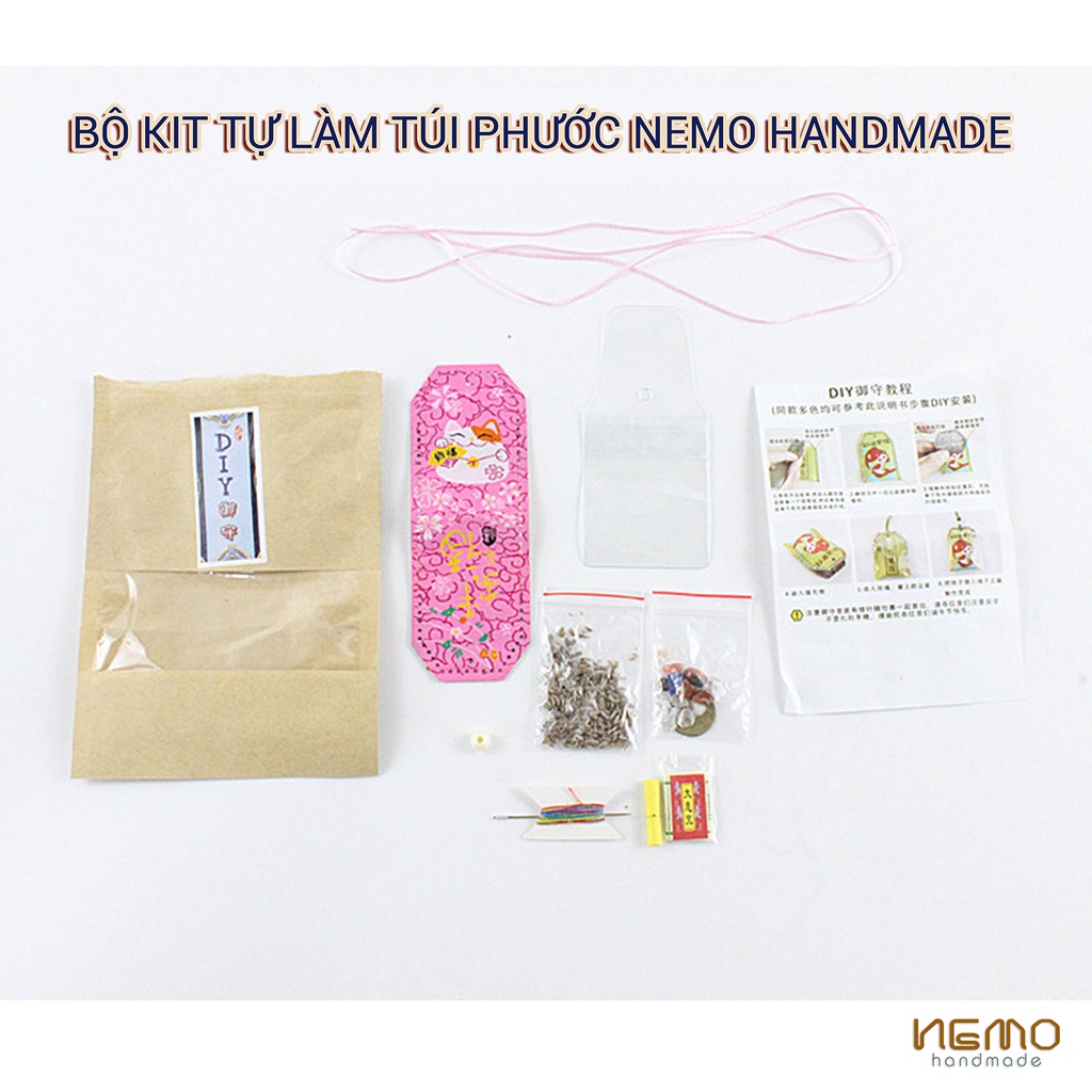 Bộ Kit/ Diy Tự Làm Túi Phước Có Hình Thêu Sẵn Kèm Nhiều Quà Tặng Nemo Handmade - BKTH