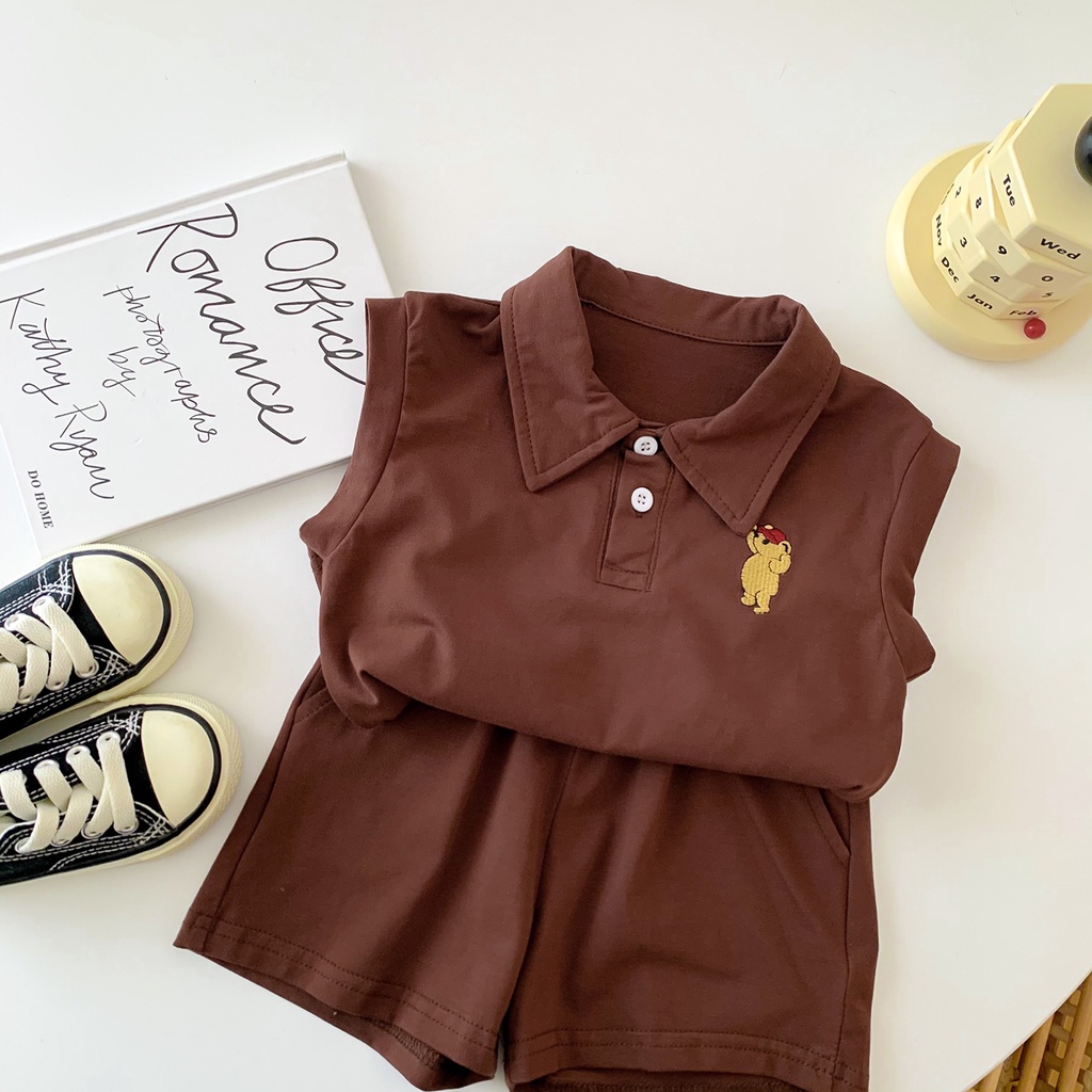 Set Áo Thun Polo Phối Quần Short Thời Trang Hè Cá Tính Dành Cho Bé 0-4 Tuổi