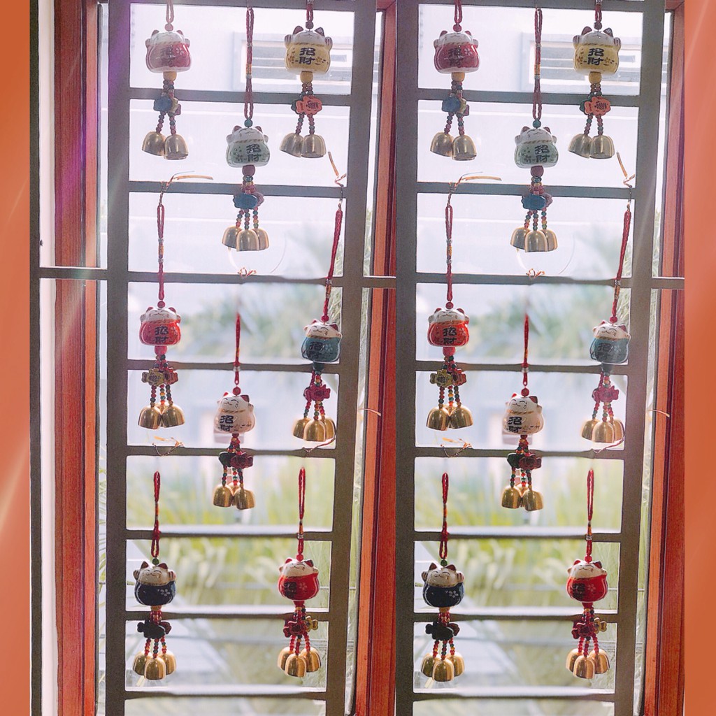 Chuông gió mèo sứ phong thủy tài lộc trang trí nhà cửa | BigBuy360 - bigbuy360.vn
