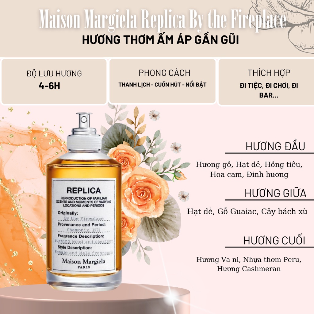 Nước hoa nam nữ unisex Replica Maison Margiela Paris By The Fireplace Eau de toilette dung tích 100ml - Am.Clothes