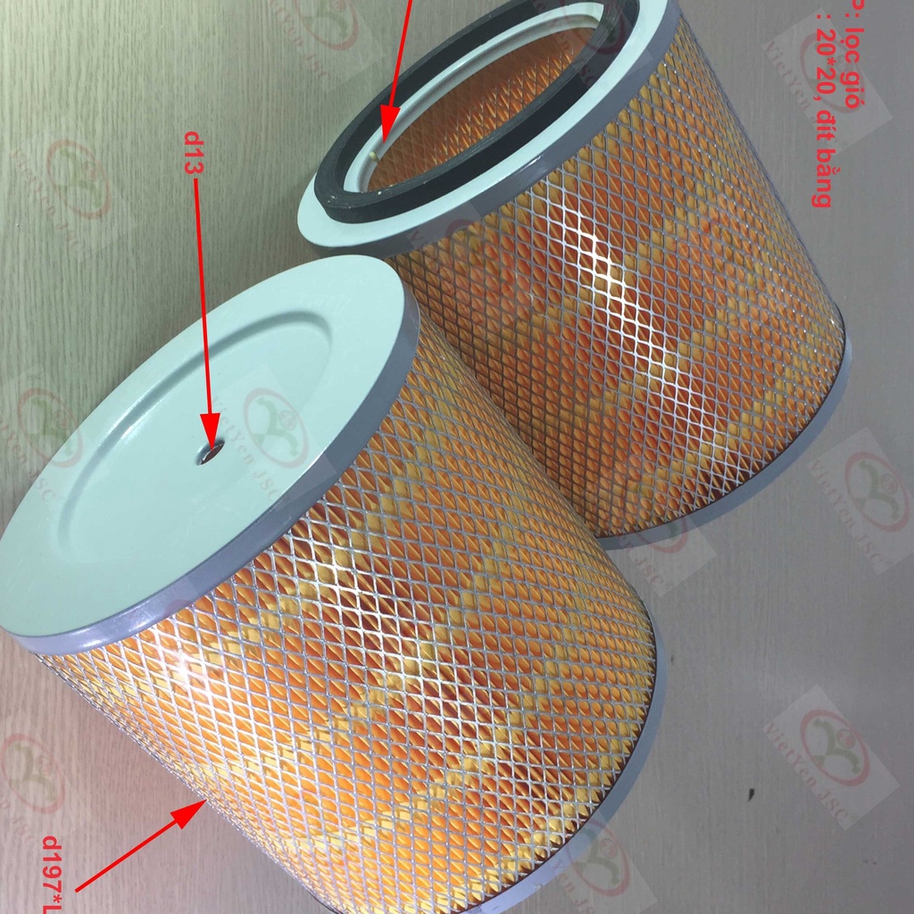Lọc gió động cơ xe tải, xe ben. Mã lọc A-2020, kích thước 200*200, đáy bằng, lọc đôi