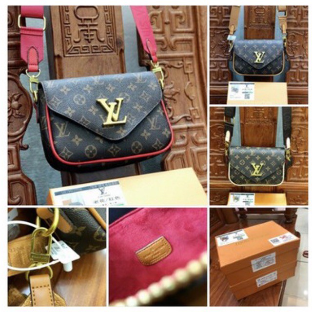 Túi da LV dây màu bản to